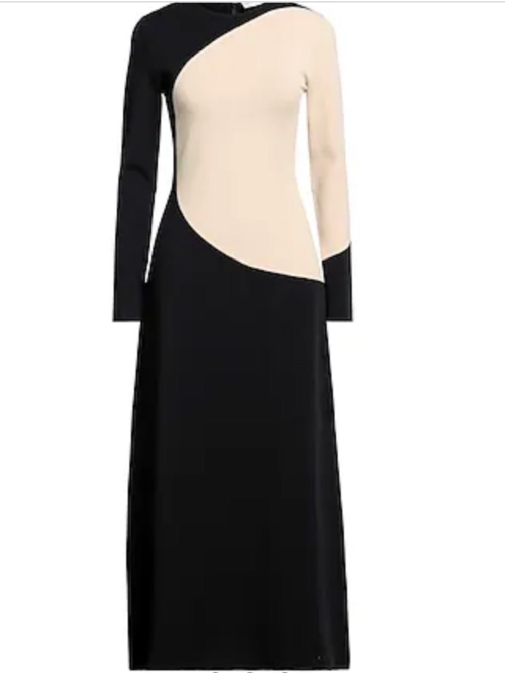 Tory Burch Black and Cream Asymmetric Colorblock Maxi Dress